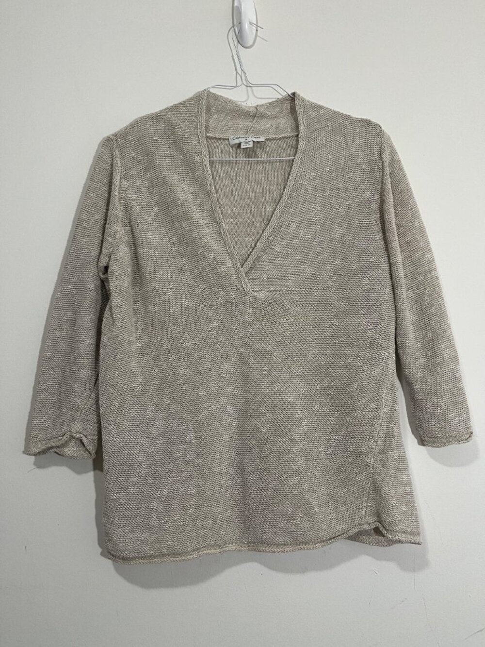 Coldwater Creek Linen Cotton Blend Open Knit Pullover Sweater Size M Minimalist